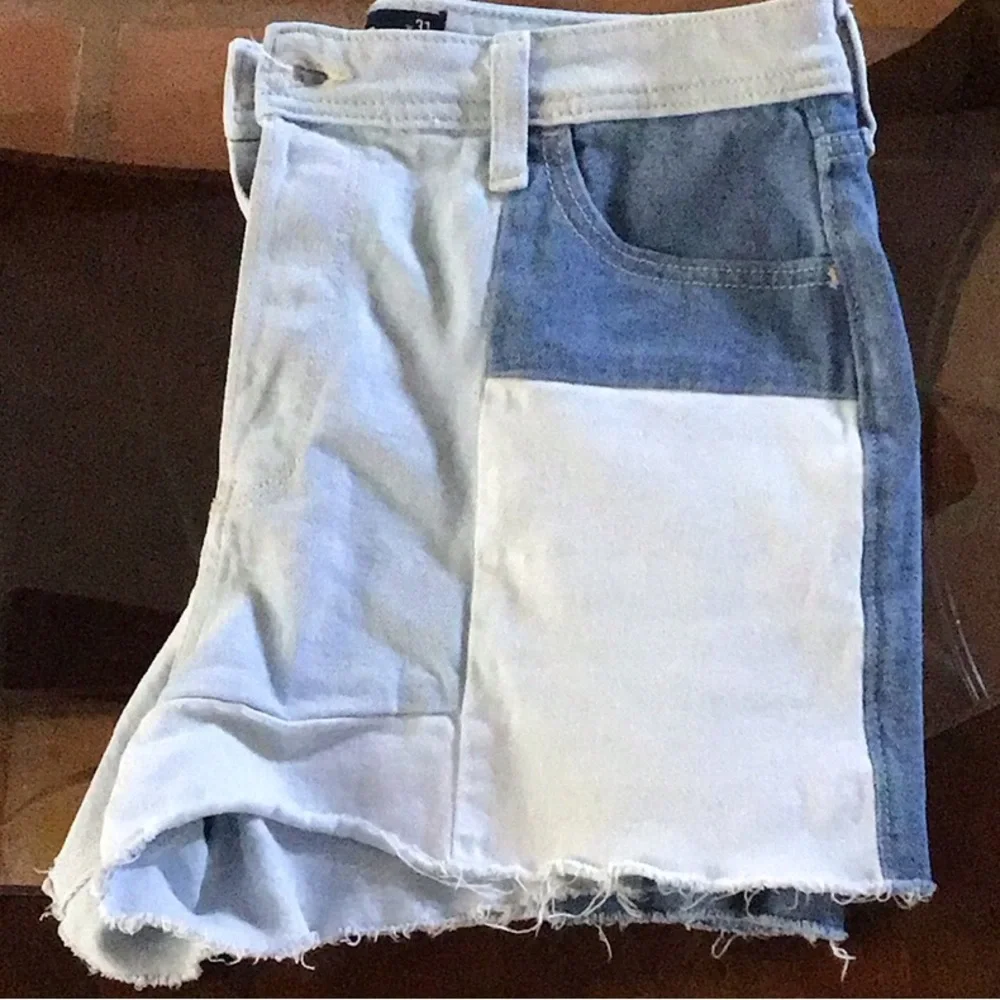 Hollister Light Blue Denim Patch Shorts
